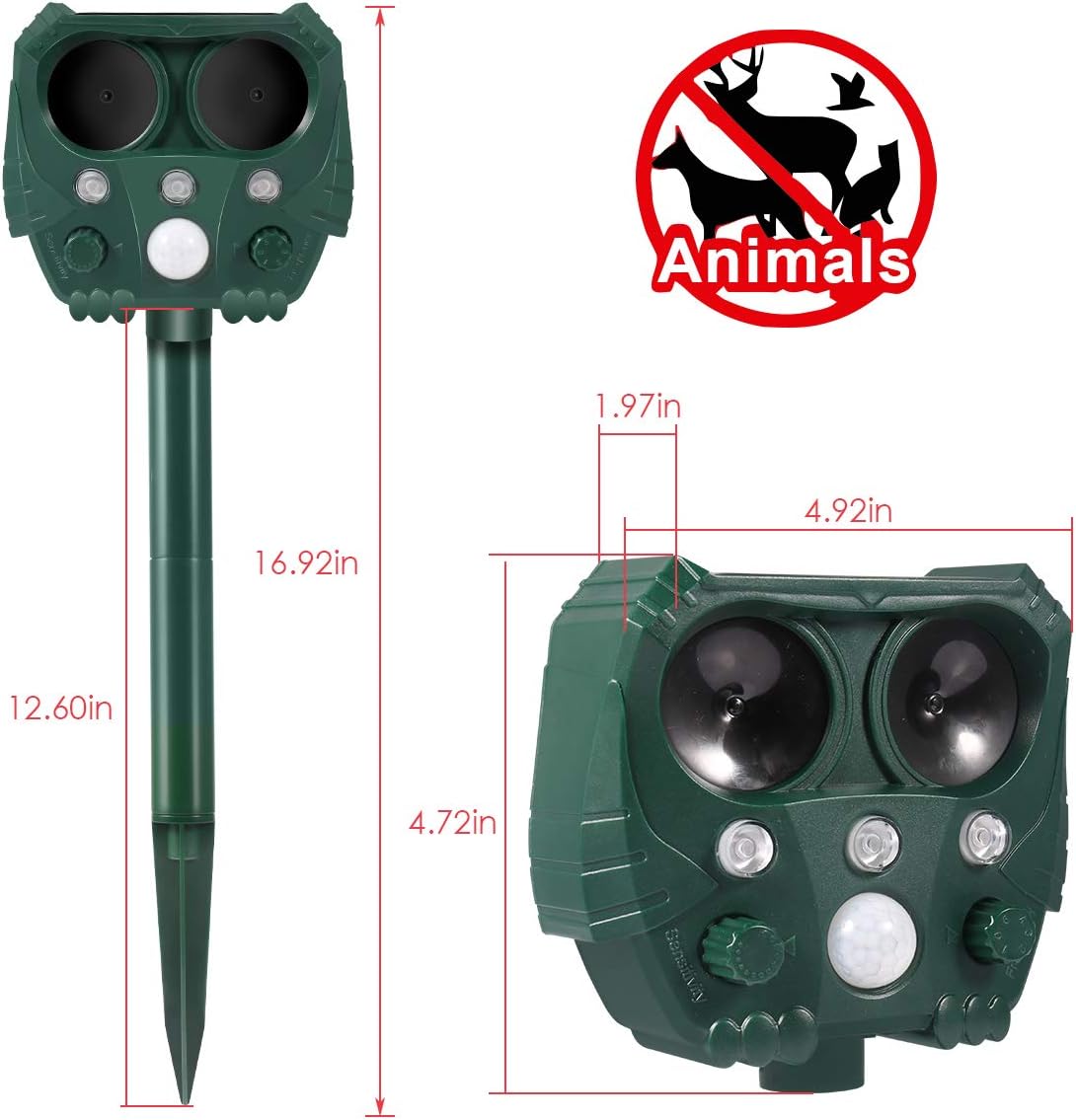 Ultrasonic Dog Repellent, Ultrasonic Animal Repellent with Owl Shape, Solar Repellent Ultrasonic Animal with Motion Sensor and Flashing Lights Outdoor Waterproof Repellent for Cats, Dogs, and More: Pet Supplies
