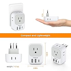 Italy Travel Plug Adapter 2 Pack, TESSAN Italy