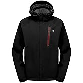 Little Donkey Andy Men's Rain Jacket with Detachable Hood Waterproof Lightweight Breathable Raincoat for Hiking Travel Casual Black/Black S