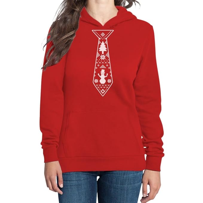 Hässliche Weihnachtskrawatte Damen Kapuzenpullover Hoodie - Weihnachtsmode / Weihnachten
