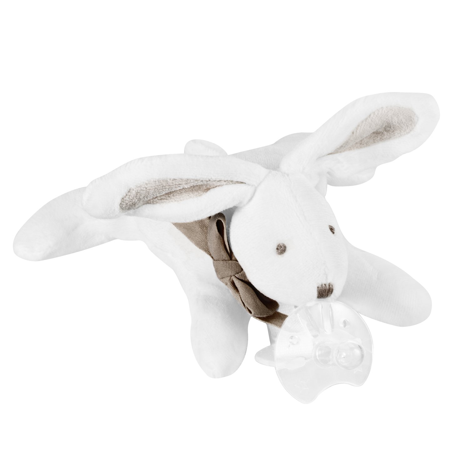 Baby Pacifiers Organic Cotton Stuffed Animal Bunny Baby Soother Soft Toy  and Infant Pacifier Pacifier Holder (Plush Toy Includes Detachable Pacifier