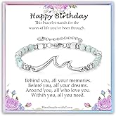 YBISNAIRE Birthday Gifts for Her Women, Unique Wave Bracelets for Happy Birthday 18th, 21st, 30th, 40th, 50th, 60th Birthday Gifts Ideas for Women Bestie Friend Sister Mom Daughter Wife Grandma Aunt