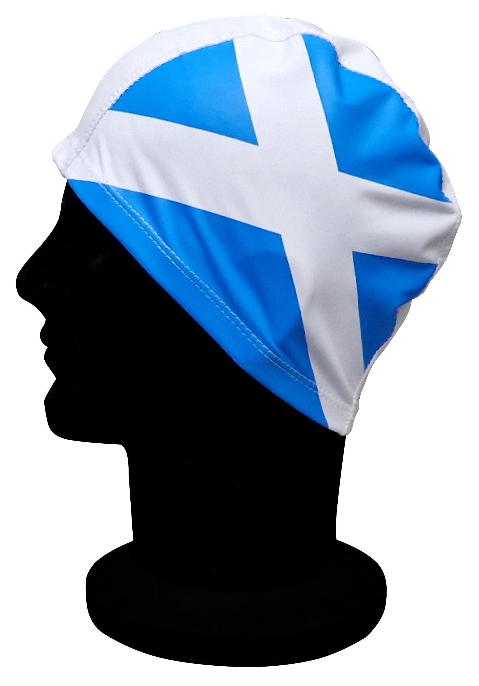 Blue Reef Stretchy Pull On Easy Fit Saltire Union Jack St George Welsh Dragon Pull On Swimming Hat One Size For Ages 8+ Years (Saltire)