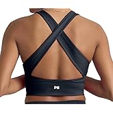 POPSUGAR Long Line Sports Bra Women, Workout Crop Tops for Women Longline Criss Cross Gym Yoga Tops with Built in Bra