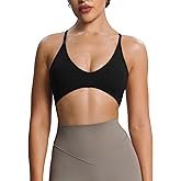 Aoxjox Women's Workout Lily Deep V Cross Back Sport Bras Fitness Bra Yoga Crop Tank
