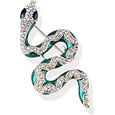 CJFENGD Brooches for Women,Green Snake Brooch with Crystal Embellishments Unisex Jewelry Pin,Women's Brooches & Pins