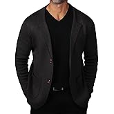 Mens Cardigan Sweater Knit Blazer Suit Jacket Casual Two Button Lightweight Sport Coat with Pockets