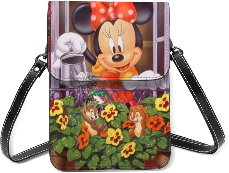 MickeyMouse Lightweight Leather Phone Purse, Women Multicolor Handbag