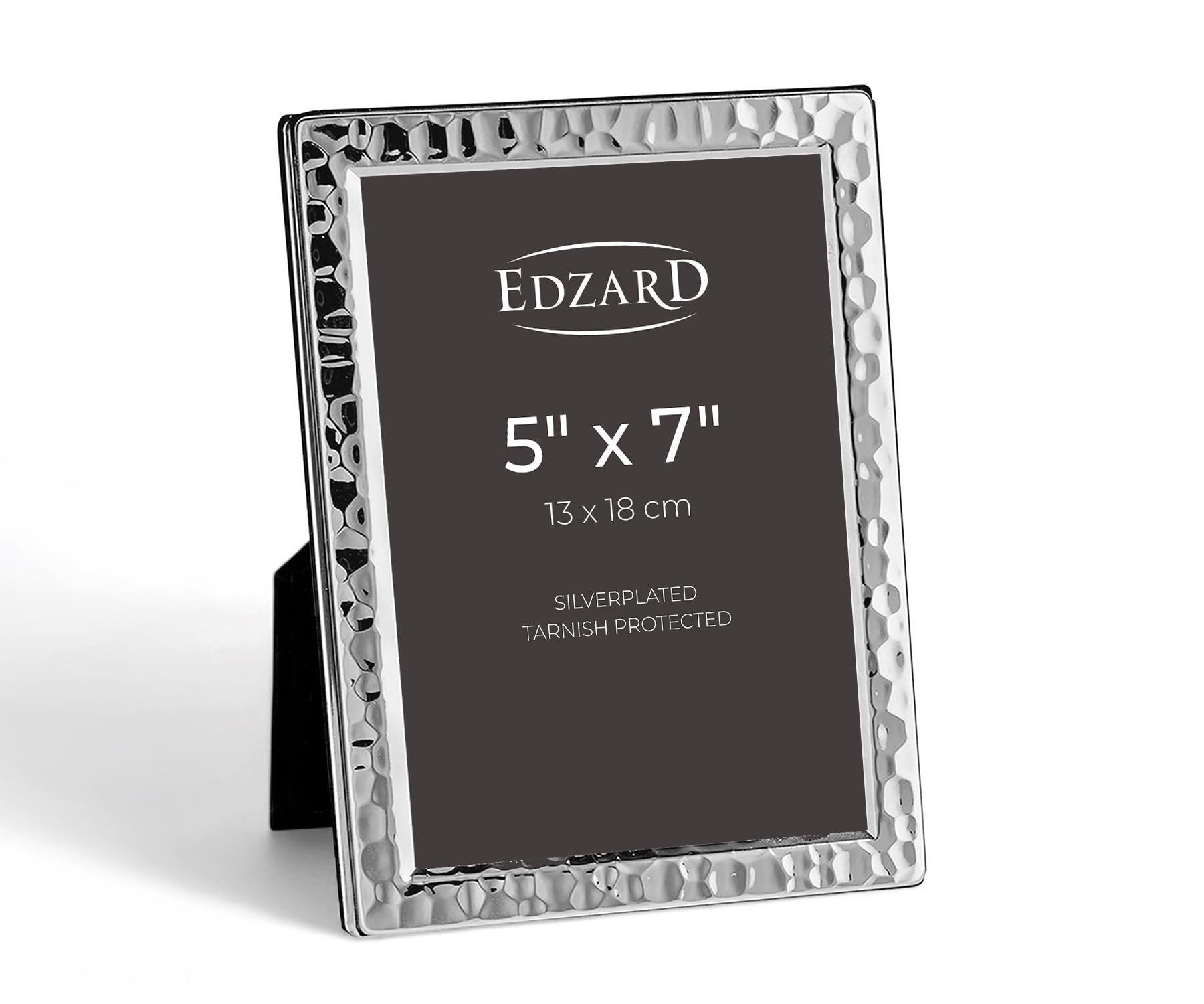 Edzard Silver Plated Photo Frame 5"x7" (13x18 cm) Pavia, Non-Tarnishing, High Gloss Finish, Real Glass Front & Premium Velvet Back, Portrait or Landscape Display - Elegant Wedding Gift