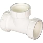 EZ-FLO Polypropylene 3-Way Tee Fitting Coupling Connector with Washer for Tubular Drain Applications, Slip Joint Connection, 