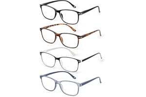 JOLISU 4 Pack Reading Glasses Men Women Spring Hinges Comfortable Glasses for Reading
