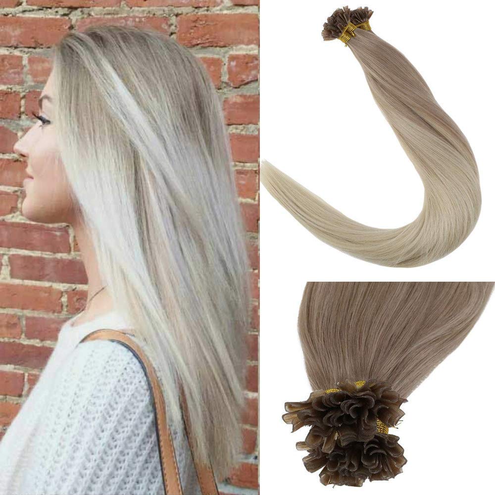 Laavoo 22 Inch Balayage Color U Tips Extensions Ash Blonde Mixed