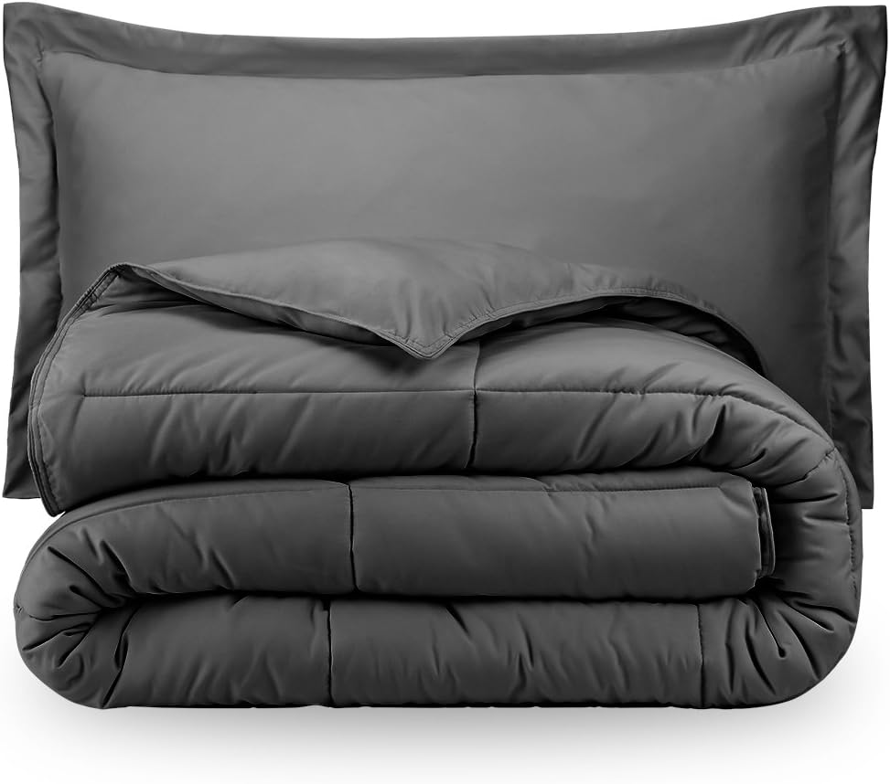 Charcoal Twin Extra Long Down Alternative Comforter Set by Ivy Union