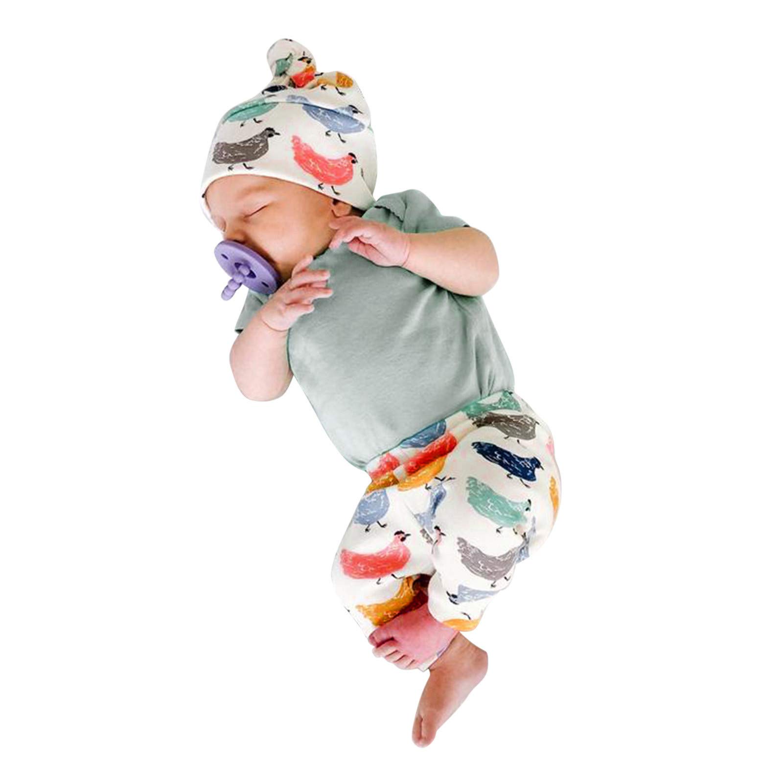 Moonker-Baby JumpsuitToddler Unsex Jumpsuit Bodysuit,Baby Boys Girls Romper Bodysuit+Cartoon Chicken Printed Pants Hat Outfits