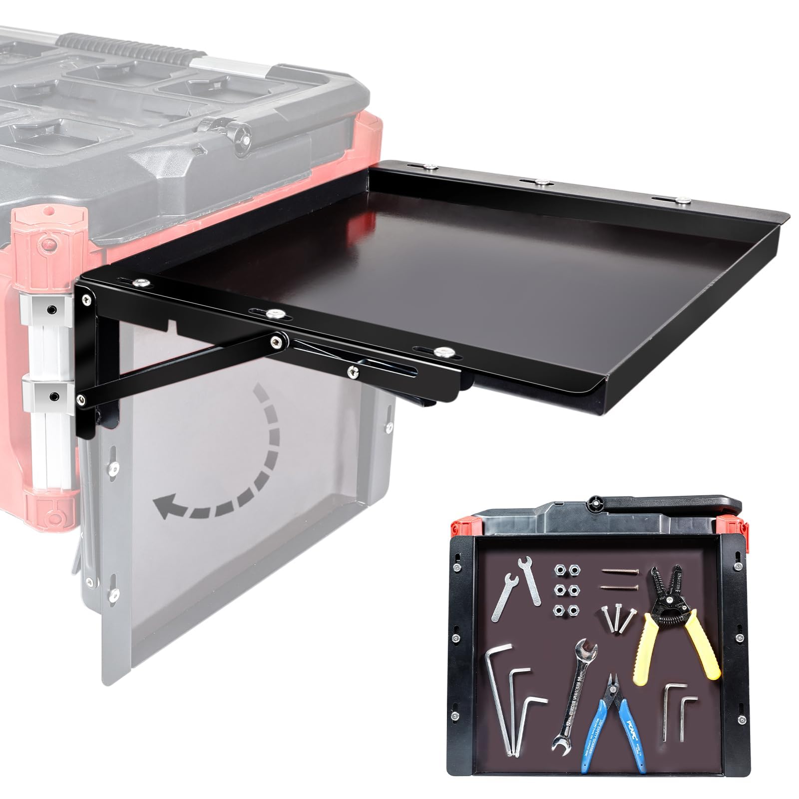 Photo 1 of Powerful Magnetic Kit Compatible with Mil.waukee Packout Toolbox, Folding Table Top Compatible with Mil.waukee Packout, Tool Tray Side Bracket Compatible with Rails, No Drilling