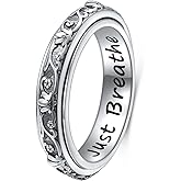 Ladytree Anxiety Relieve Rings 925 Sterling Silver Spinner Fidget Ring Worry Stress Relieving Boredom ADHD Autism Ring Platinum Plated Jewelry Birthday Valentines Day Gifts for Women Men