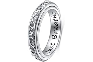 Ladytree Anxiety Relieve Rings 925 Sterling Silver Spinner Fidget Ring Worry Stress Relieving Boredom ADHD Autism Ring Platinum Plated Jewelry Birthday Gifts for Women Men