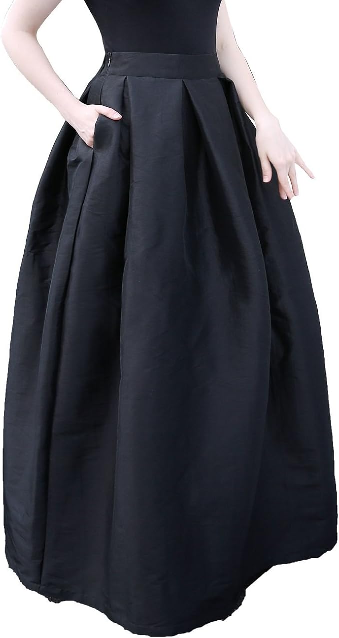 Outgoings Women's Satin Maxi Skirt Evening Prom Party Long Skirts with