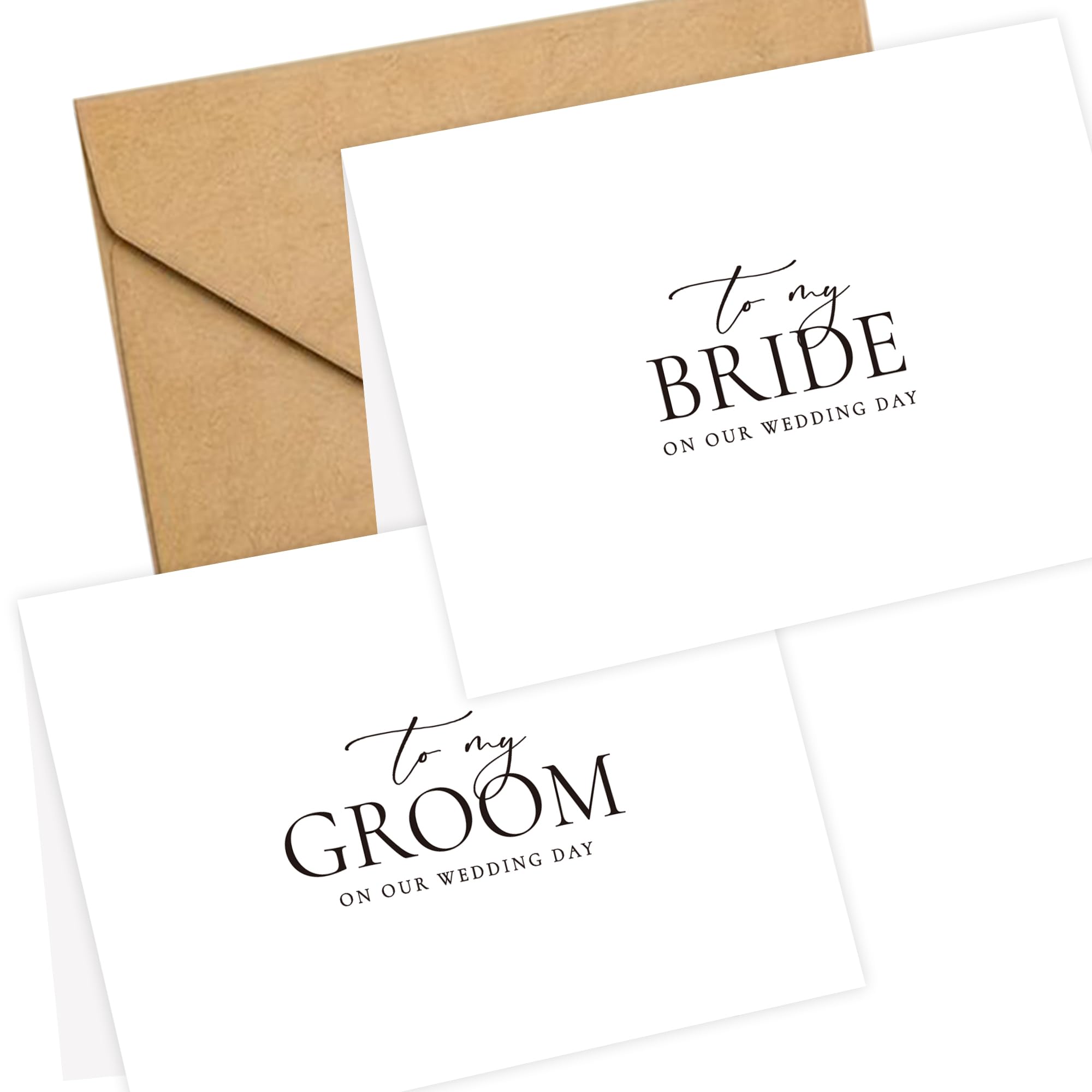 LADY&HOME Set of 2 Wedding Day Cards with Foil Accents and Envelopes,To My Bride On Our Wedding Day Card,To My Groom On Our Wedding Day Card (A1: Groom & Bride)