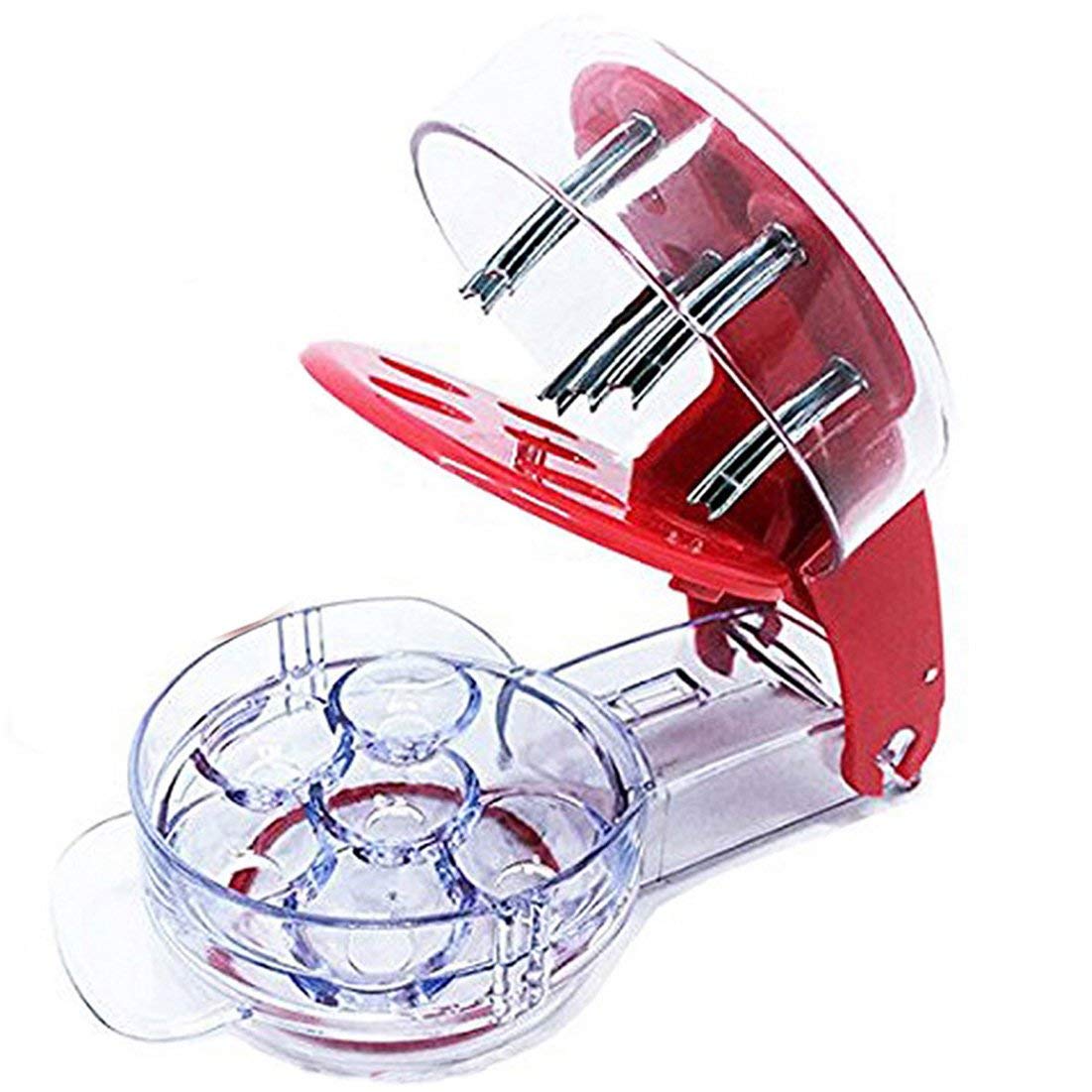 Condello Casa Kitchen Aid Cherry Pitter Stainless Steel Plastic Deluxe Multi Fruit Pit Corer Core Cutter Remover Prep Helper Machine Mason Jar Tool Gadget Red for 6 Cherries Plums Olives Berries