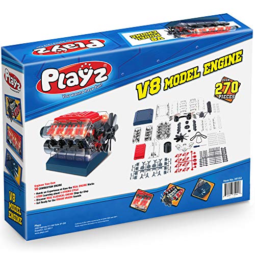 Playz V8 Combustion Engine Model Building Kit STEM Hobby Toy for Kids