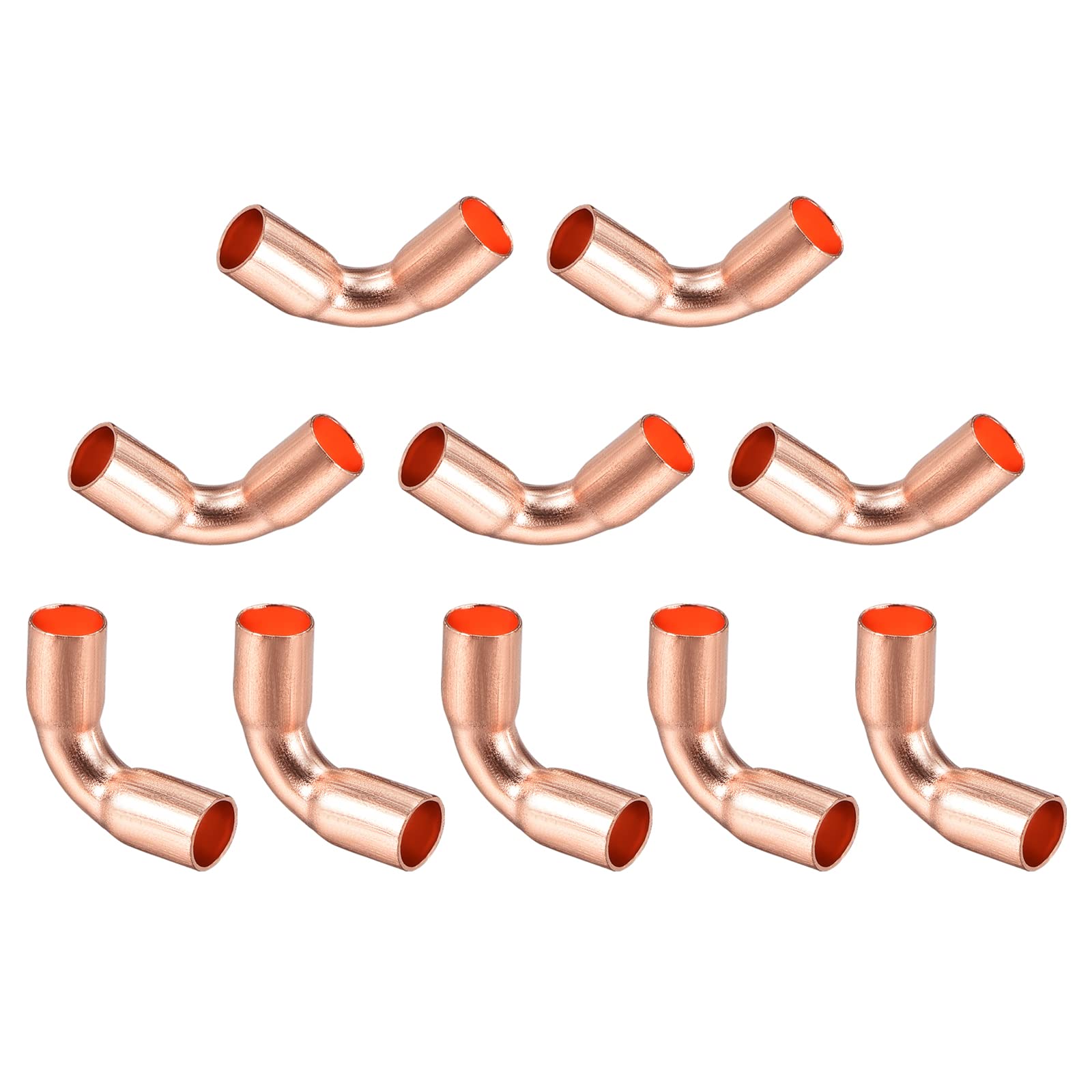DTGN 1/4 Inch(Inner Diameter) 90 Degree Copper Pipe Fitting - 10Pack - Good for Water Pipe System - Copper Elbow Adapter - Copper Tone