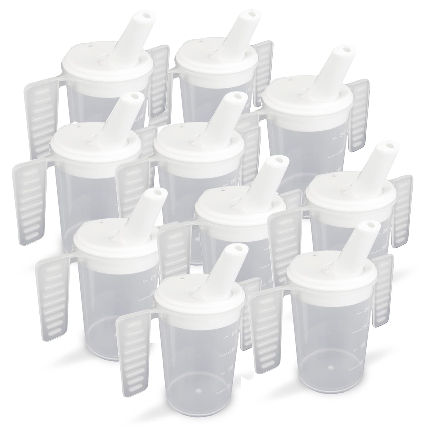 Life With Dignity Wing Handled Beaker - Pack of 10 | Adult Drinking Cup for Elderly, Dementia, Arthritis & Carpal Tunnel Syndrome - Adjustable Spout, 200ml Capacity โ image 1