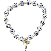 Bow Charm Ceramic Beads Bracelet Bowknot Bracelets Dainty Bow Pendant Necklace Jewelry Set