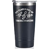 Onebttl Funny Music Teacher Gifts For Men, Women - My Class is Full of Treble Makers - 20 oz/590 ml Stainless Steel Insulated Tumbler with Straw, Lid - Music Lover Musical Themed Gifts - (Black)