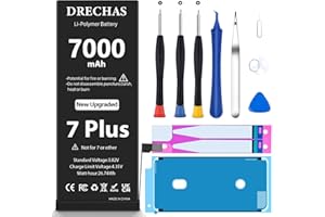 DRECHAS [7000mAh]Battery for iPhone 7 Plus, 2023 New Upgraded High Capacity 0 Cycle Li-Polymer Replacement Battery for iPhone 7 Plus Models A1661, A1784, A1785 with Complete Professional Repair Tool Kit