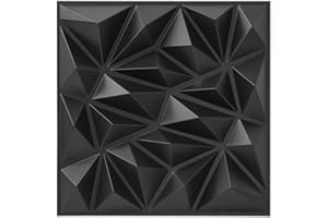 Art3dwallpanels 33 Pack 3D Wall Panel for Interior Wall Décor, PVC Textured Wall Panels, 3D Wallpaper Modern Wall Tiles, Black