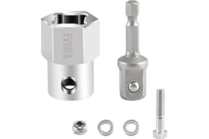 EVRBUL Upgraded Stainless Steel Top Wind Trailer Jack Crank Handle Cordless Drill Adapter with a 1/2 Inch Socket Adapter Bit