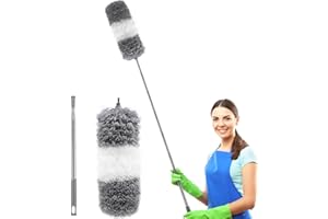 YVYV Microfiber Feather Duster - an 100 inch Extendable and Bendable Long Handle Dusters for Dust and Cobweb Cleaning All-Round Home Cleaning