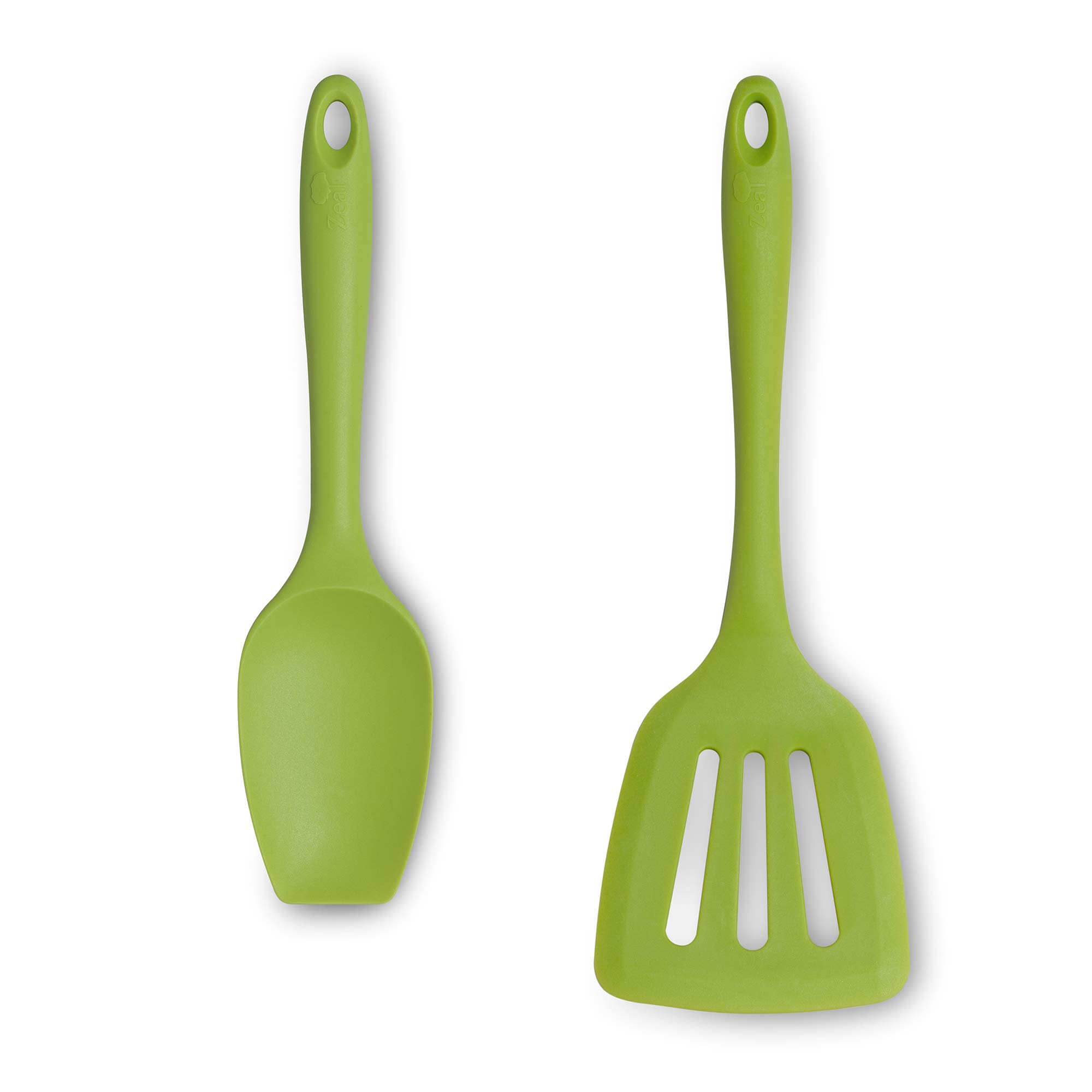 Zeal JSET12L Non-Stick Silicone Large Spatula Spoon & Turner 2-Piece Set-Lime