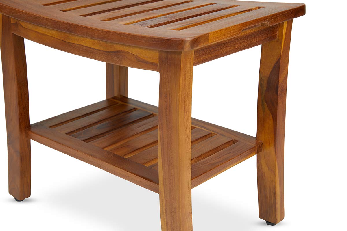 Mua TeakCraft Teak Shower Bench with Shelf 21 Inch, Fully Assembled ...