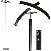 SUNMORY Floor Lamps for Living Room, 28W/1600LM Bright LED Floor Lamp with Remote & 2 Rotatable Lights, 74" Dimmable Tall Standing Lamp, Modern Reading Torchiere Corner Lamp for Bedroom Office, Black