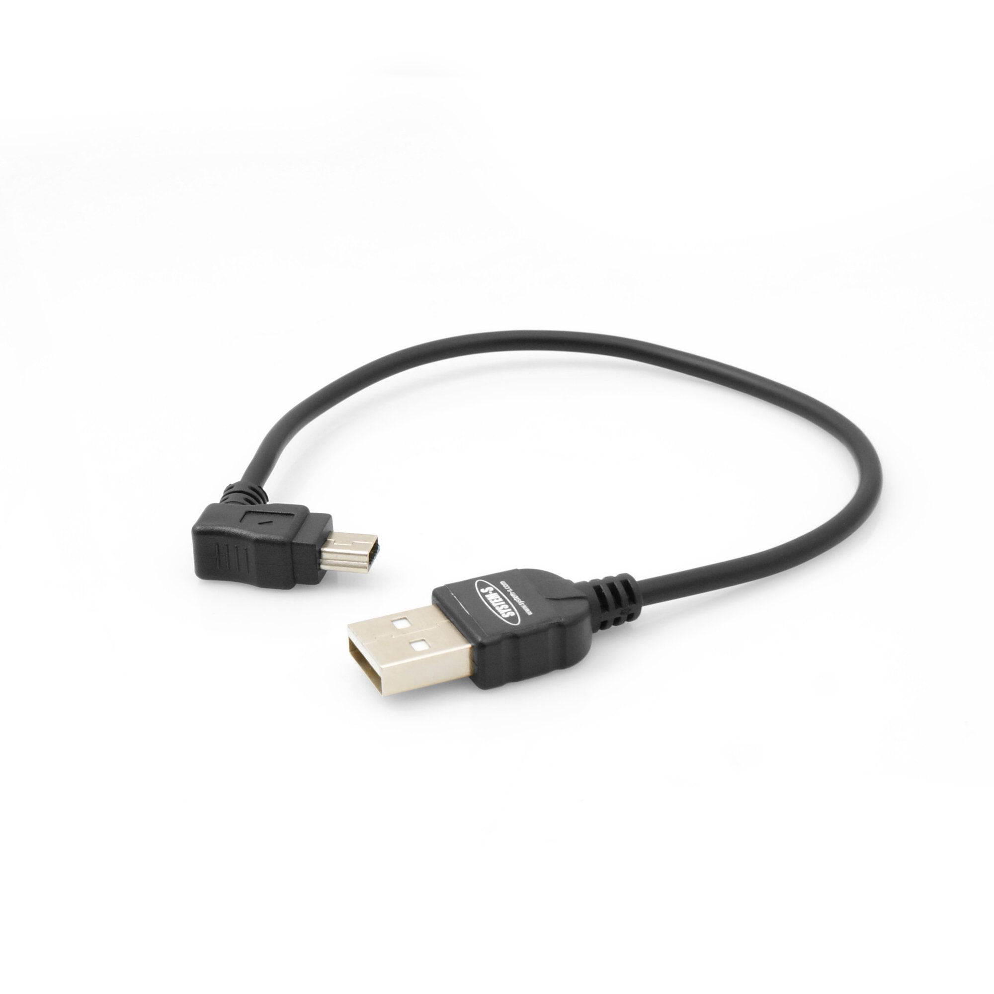 System-S Mini USB Cable with 90 Degree Angled Plug and Cable 20 cm