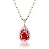 TIMEMATRIX Blue/Green/Red/White Cubic Zirconia Waterdrop Gamstone Pendant Necklace for Women for Gift.