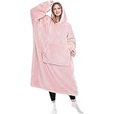 KPBLIS Wearable Blanket Hoodie Gifts for Women Men, Cozy Hoodie Blankets Sweatshirt Christmas Birthday Gifts for Women Mom Wife, Warm Fleece Hooded Blanket with Sleeves for Adults, Pink