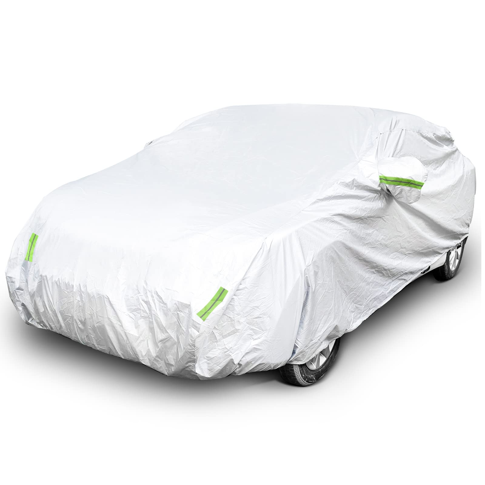 Haipky Universal Car Cover 190T Full Waterproof Breathable Scratch Rain Snow Heat Resistant with Mirror Pocket & Reflective Strips (For Sedan 169 to 189 inch)