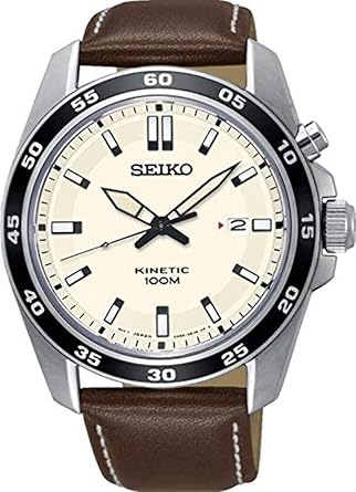 Seiko Reloj Analógico para Hombre de Kinetico con Correa en Cuero SKA787P1