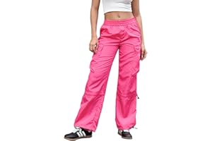Perfashion Parachute Pants Woman Drawstring Baggy Cargo Pant Rave Concert Outfits Quick Dry Jogger Sweatpants