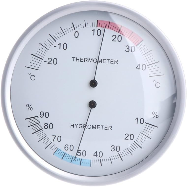 JumpXL 5 Inches Max Wall Mounted Household Dial Thermometer Hygrometer Analog Temperature Meter Indoor Outdoor for Household Easy Reading Display