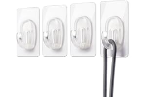 Fzundken 27 Pack Small Adhesive Wall Hooks, Clear Mini Hooks with Adhesive Strips, Damage Free Sticky Hooks for Hanging Decor