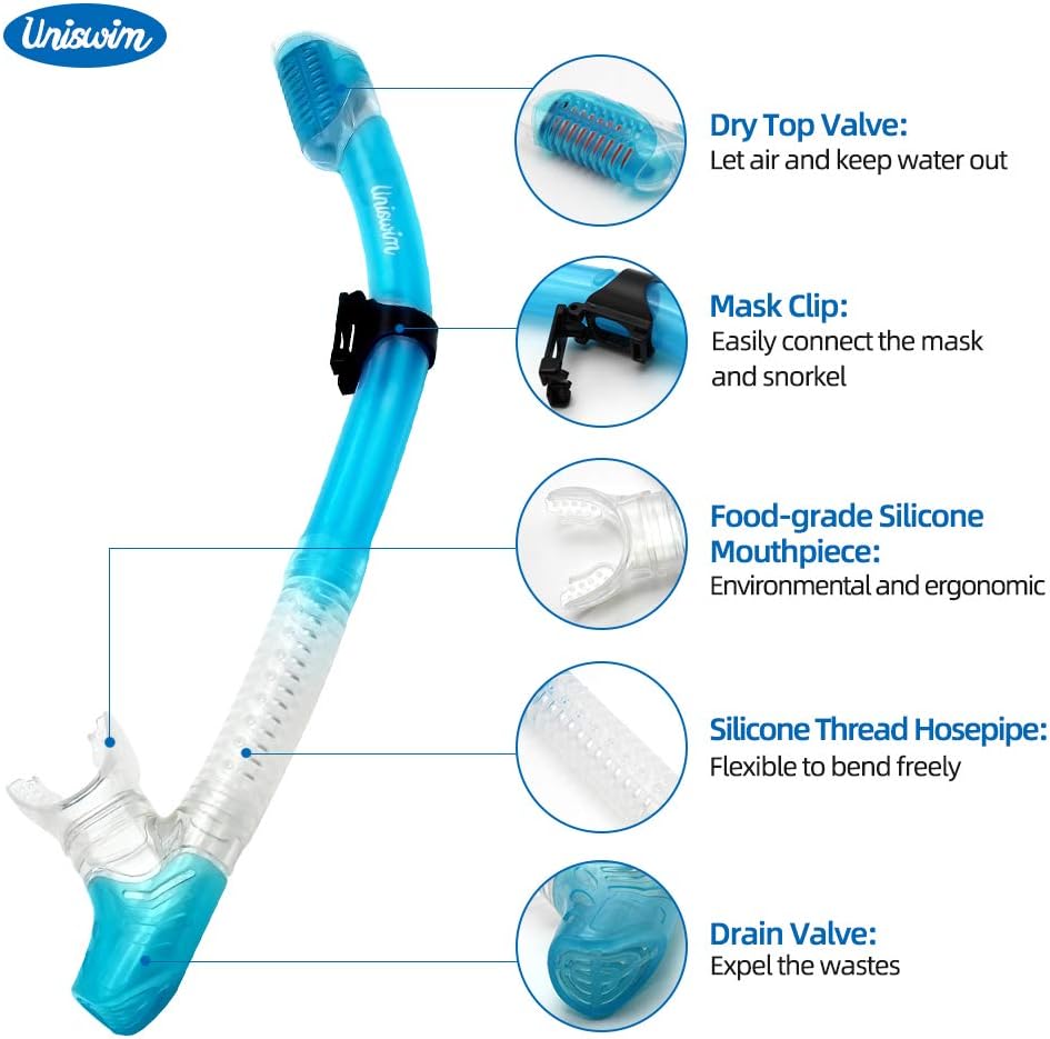 Dry Snorkel Mask Purge Valve Tube Snorkel Silicone Mouthpiece Uniswim