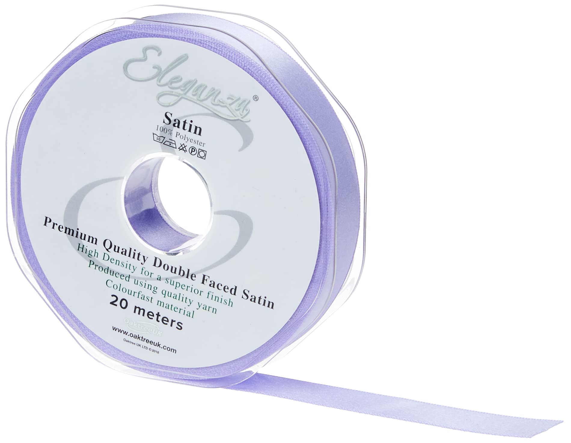 ELEGANZA Double Faced Satin 15mm x 20m Lavender No.45, 15 mm x 20 m