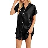 DingCo Silky Satin Nightshirt for Women | Button Down Boyfriend Style Nightgown in Classic Solid Colors