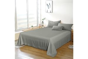 ORGANICTUNE Bedding Twin Flat Sheet - Soft Brushed Microfiber, Shrinkage and Fade Resistant Top Sheet - Easy Care - 1 Flat Sheet Only, Smoke Grey