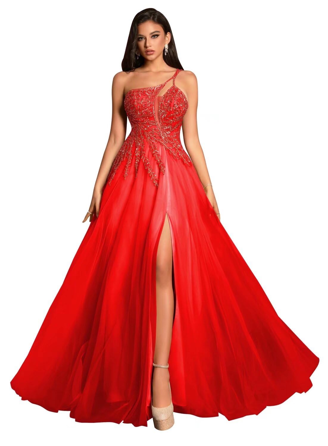 Spaghetti Straps Tulle Prom Dresses for Women
