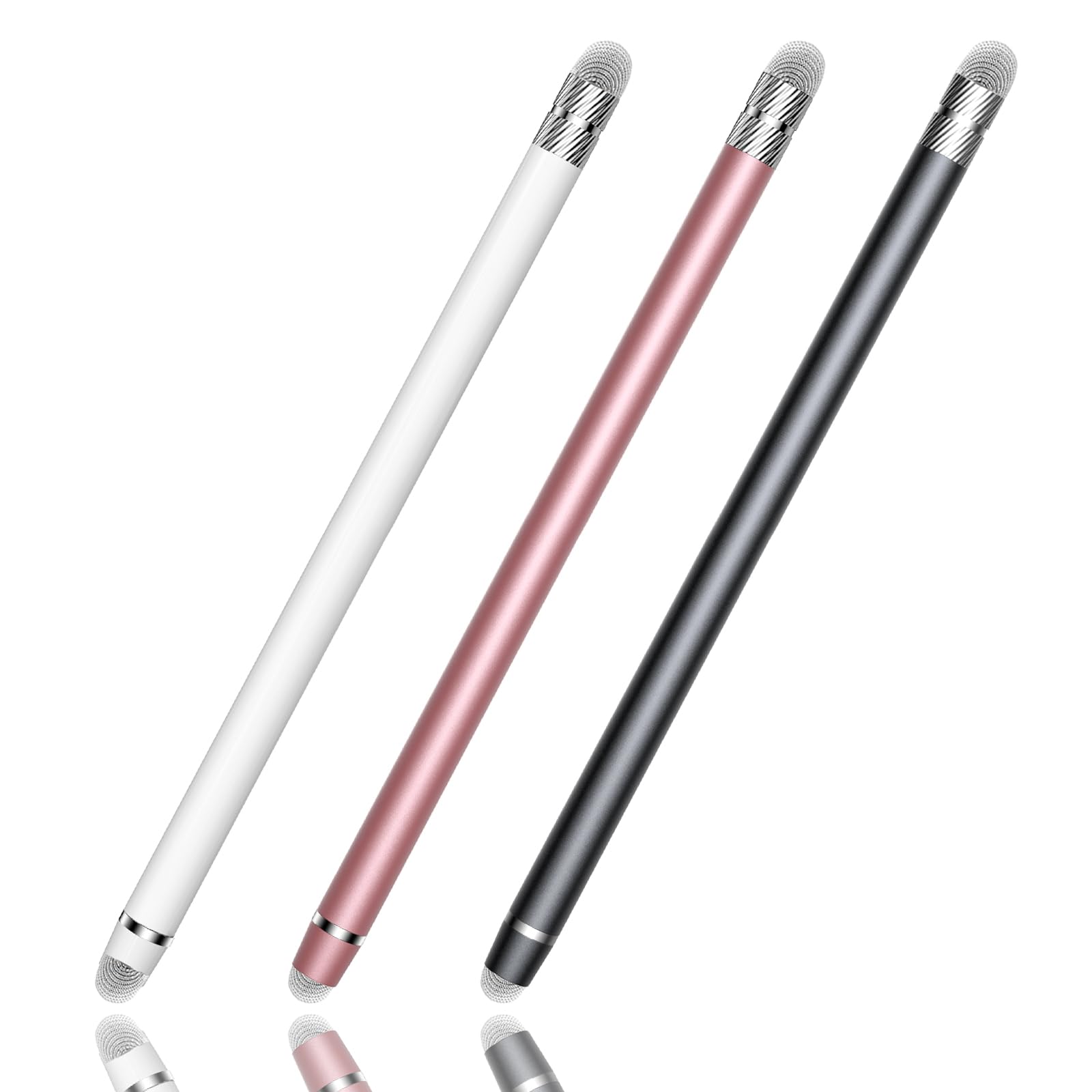 YITIAOXIAOYU Stylus Pen for Touchscreen,2-in-1 High Sensitivity & Precision Stylus Pen,Suitable for Ipad/iPhone/Android Tablets,Compatible with Touch Screen Devices(3 Stylus-Black/White/Rose Gold)
